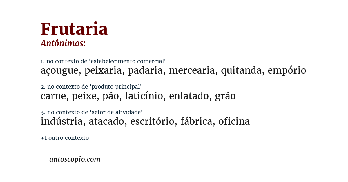 Antônimo de frutaria
