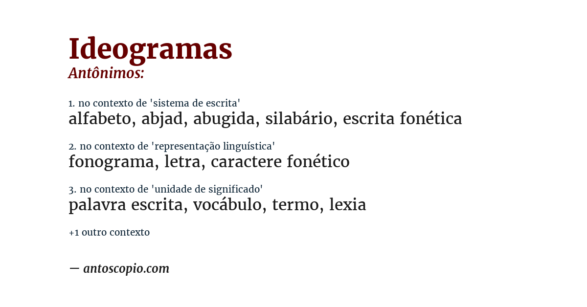 Antônimo de ideogramas