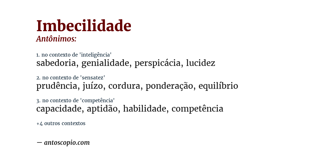 Antônimo de imbecilidade
