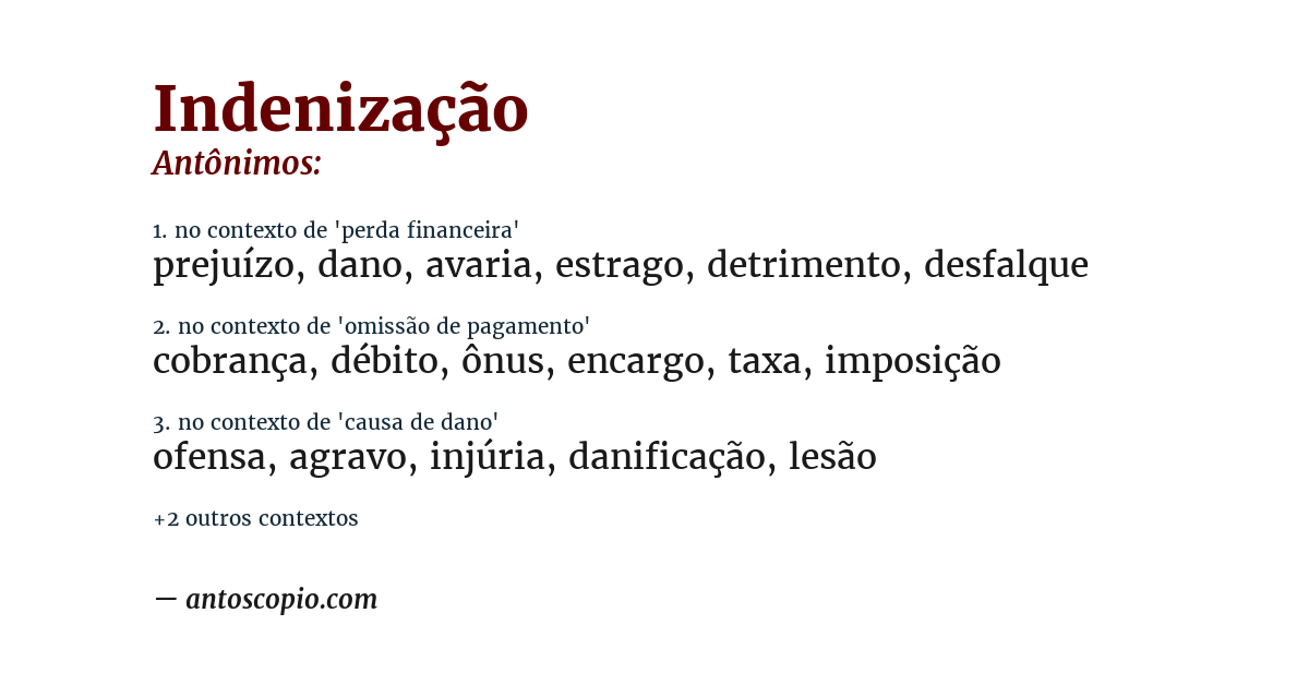 Antônimo de indenização