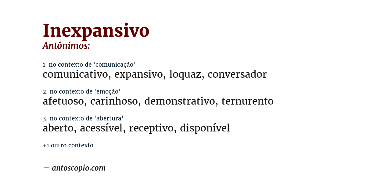 Antônimo de inexpansivo