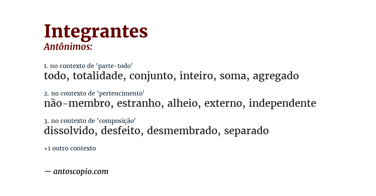 Antônimo de integrantes