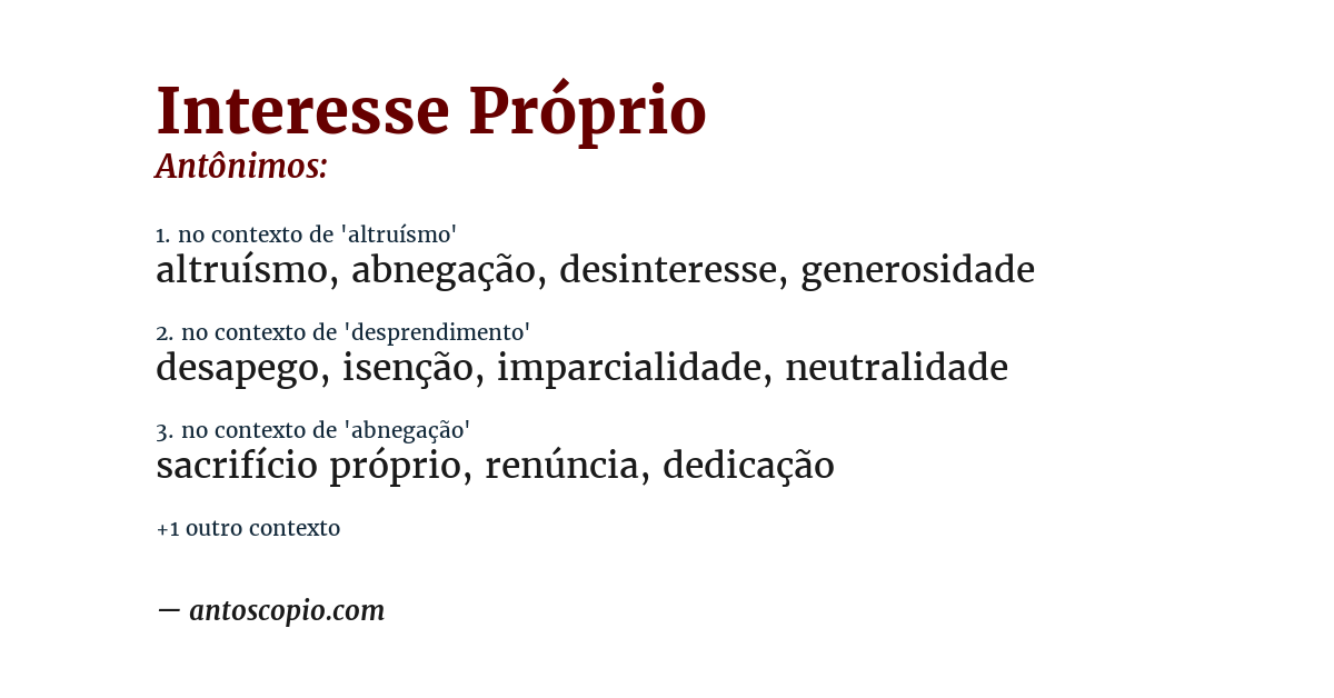 Antônimo de interesse próprio