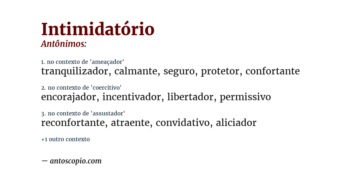 Antônimo de intimidatório