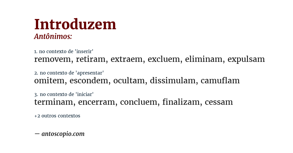 Antônimo de introduzem