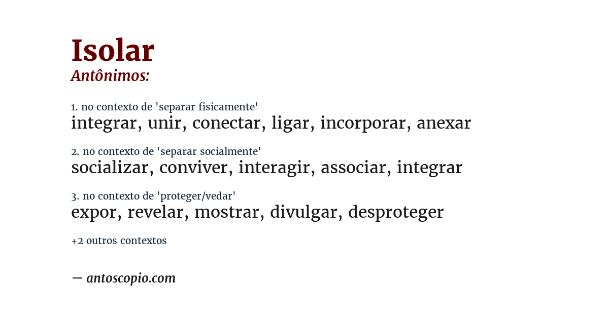 Antônimo de isolar