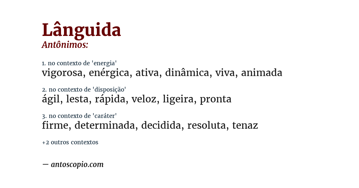 Antônimo de lânguida