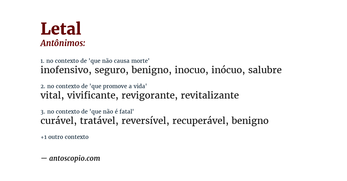 Antônimo de letal