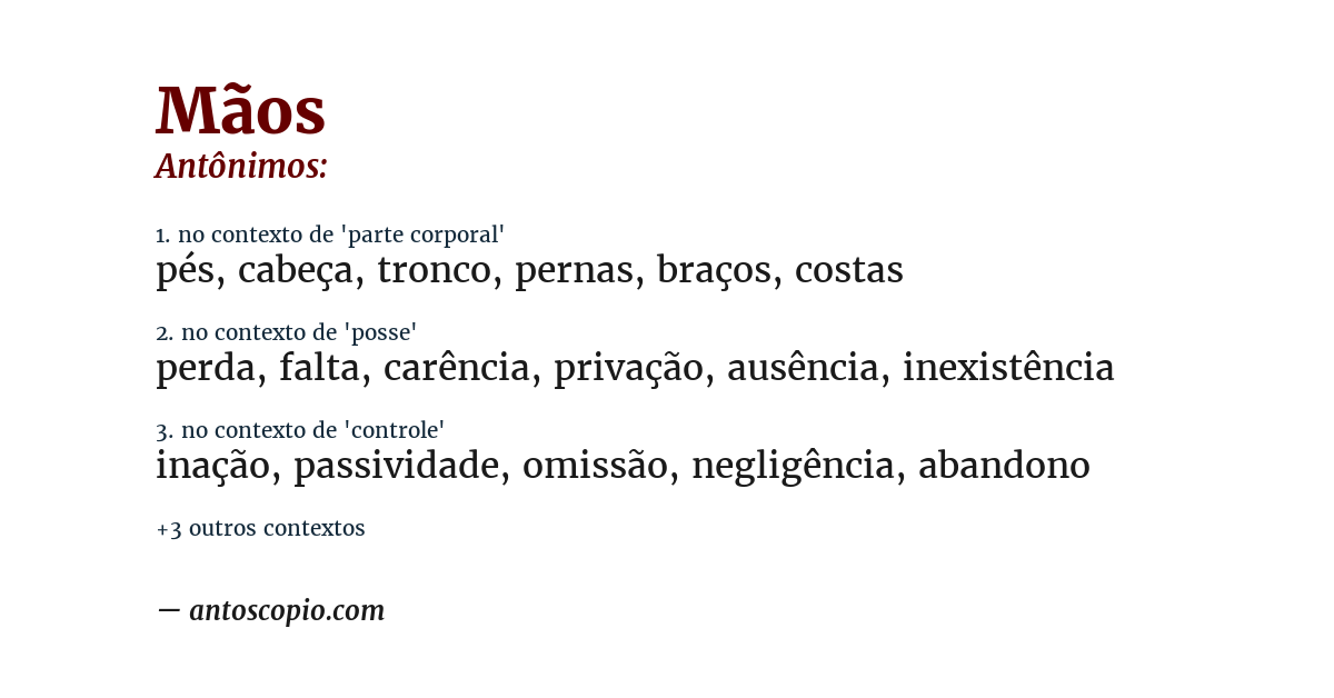 Antônimo de mãos