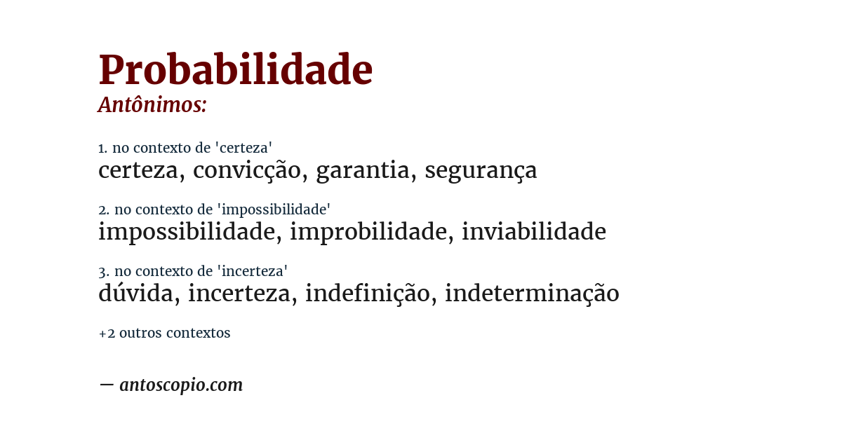 Antônimo de probabilidade