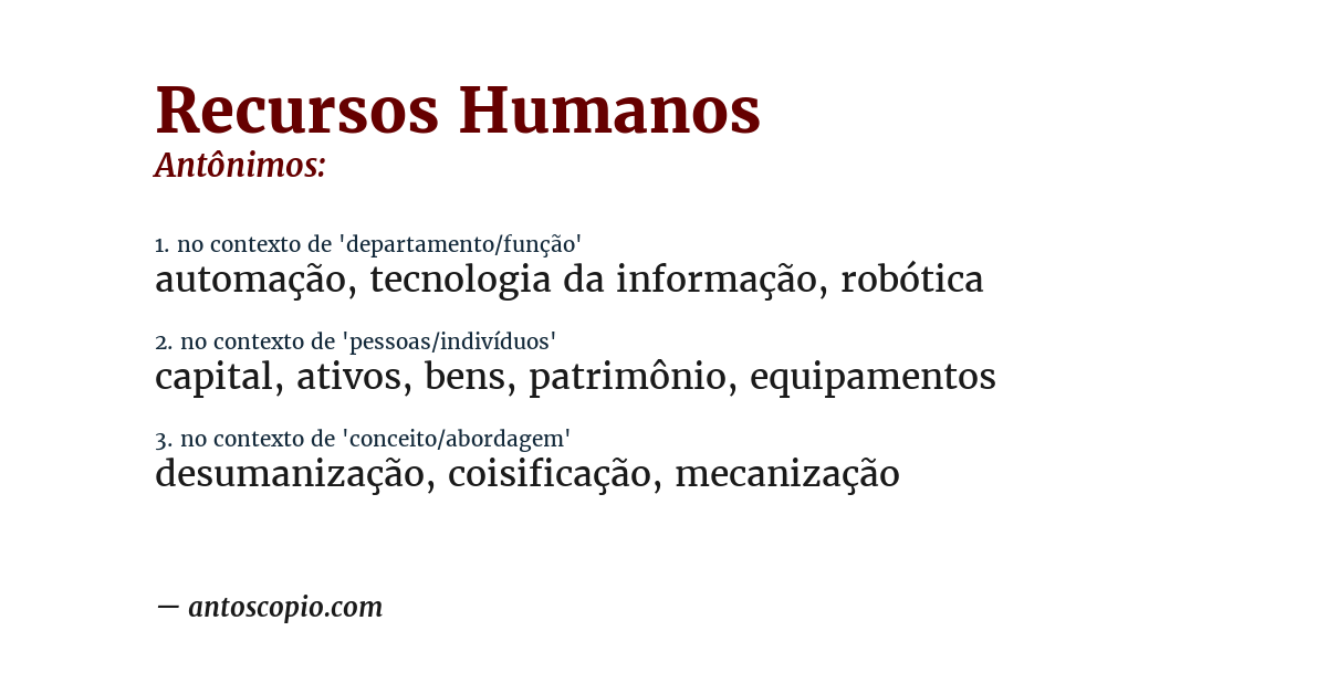 Antônimo de recursos humanos