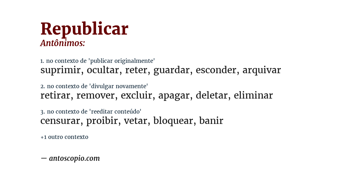 Antônimo de republicar