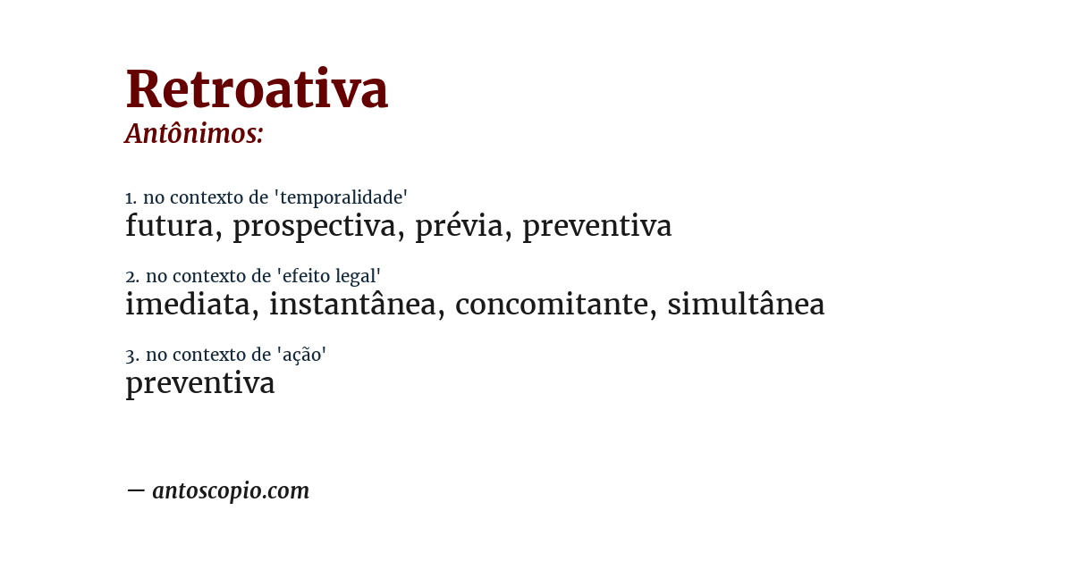 Antônimo de retroativa