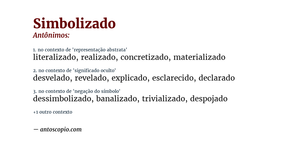 Antônimo de simbolizado