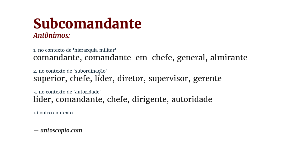 Antônimo de subcomandante