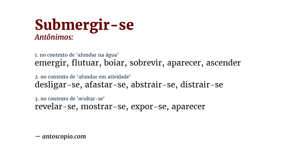 Antônimo de submergir-se