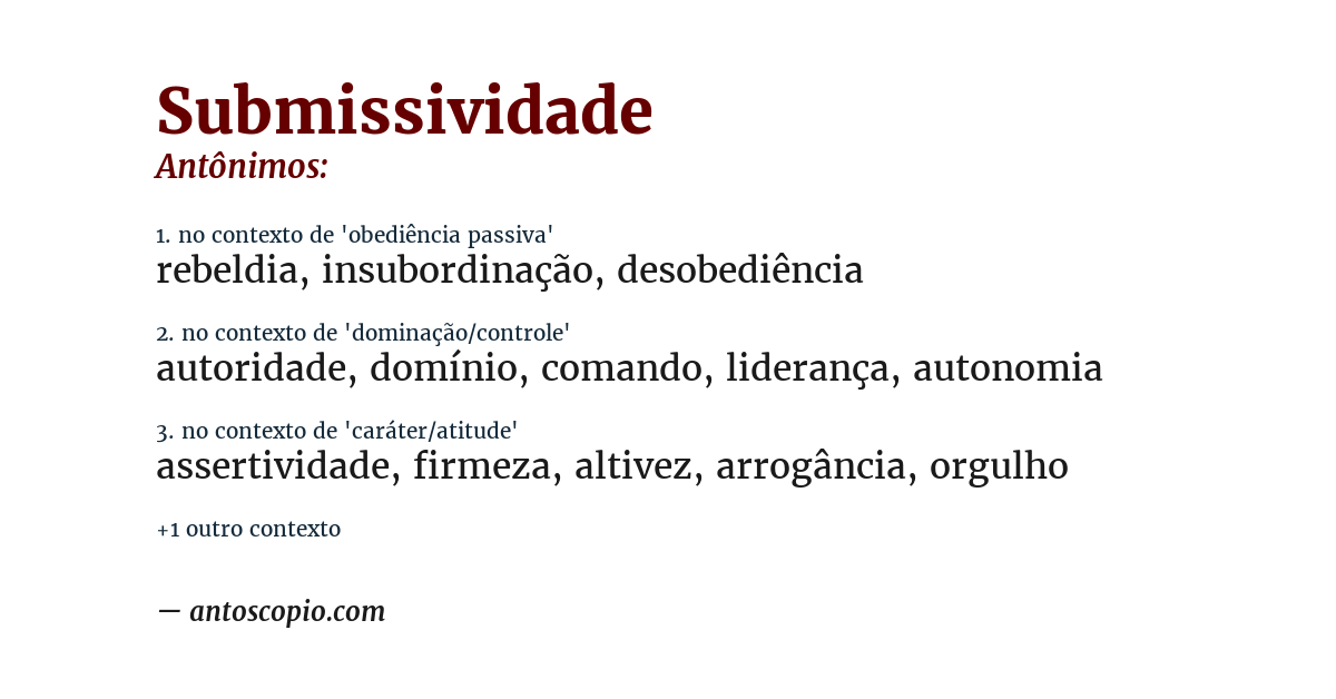Antônimo de submissividade