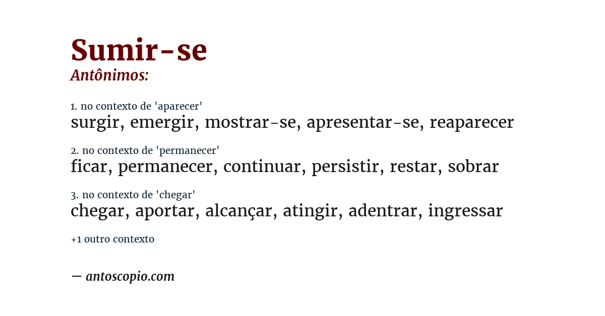 Antônimo de sumir-se