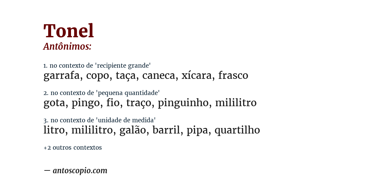 Antônimo de tonel