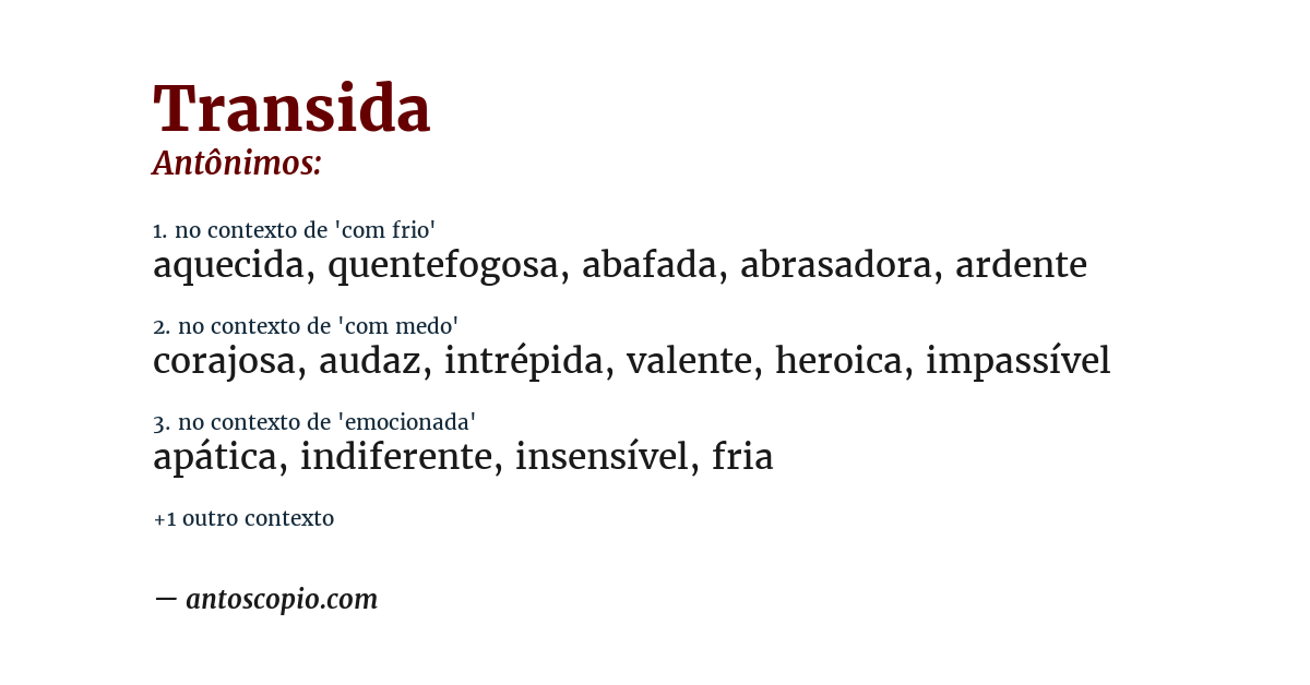 Antônimo de transida