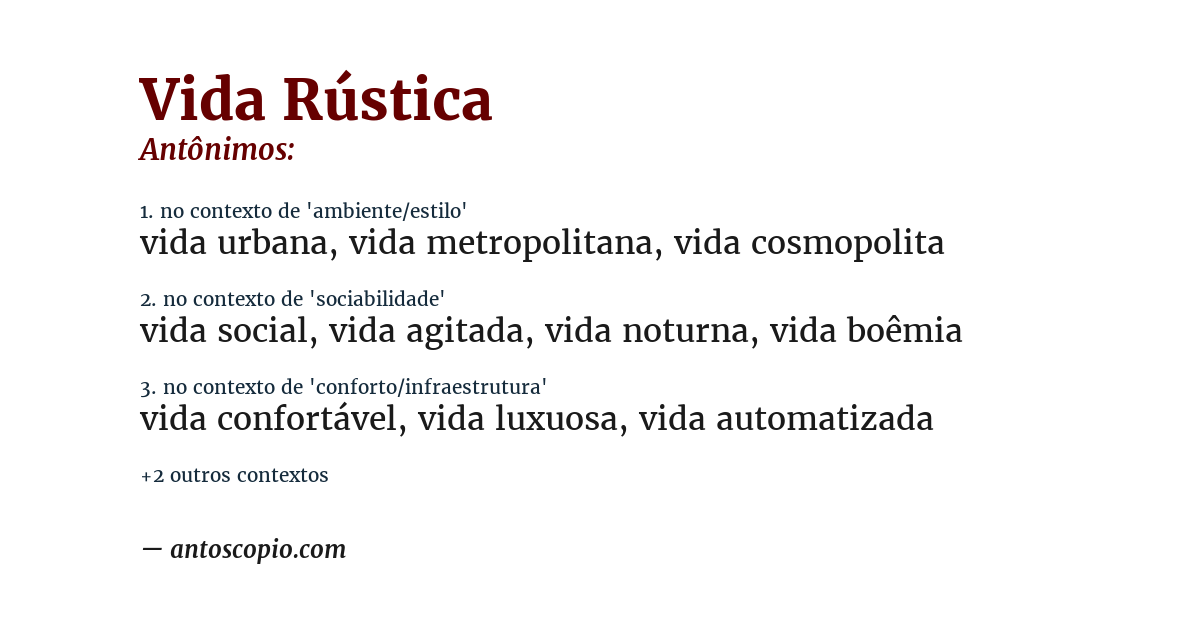 Antônimo de vida rústica
