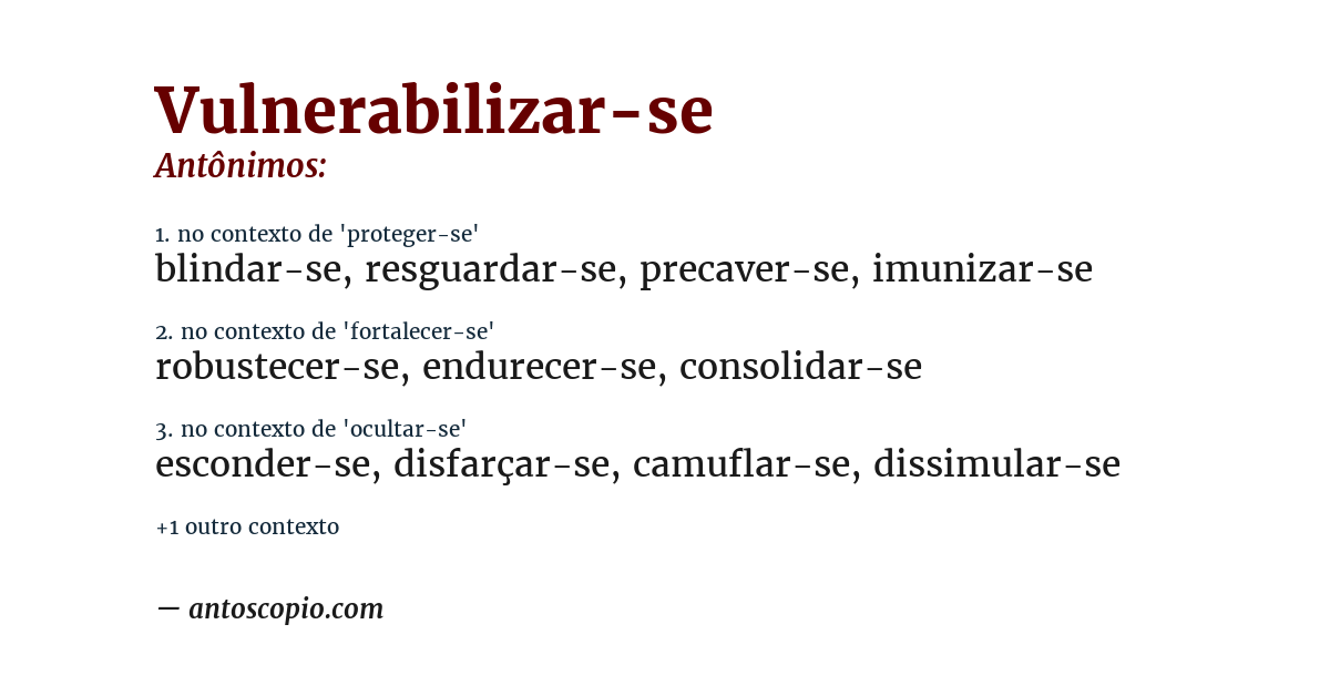Antônimo de vulnerabilizar-se