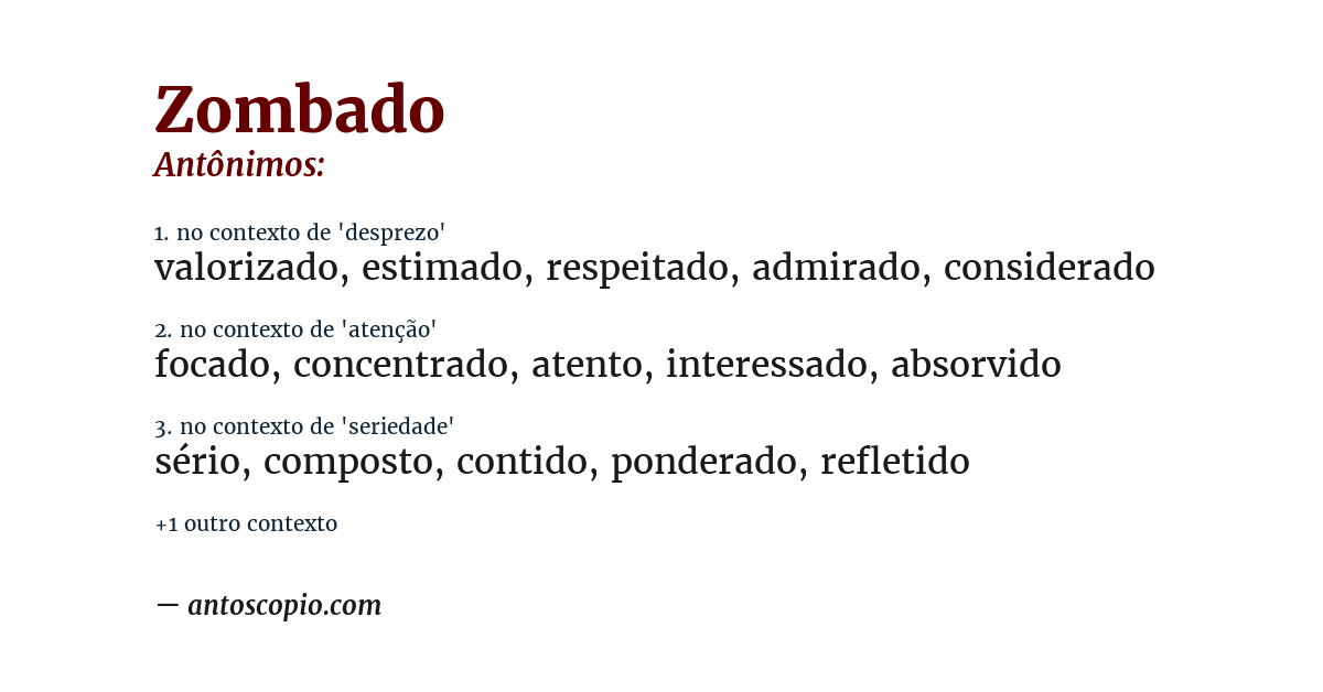 Antônimo de zombado