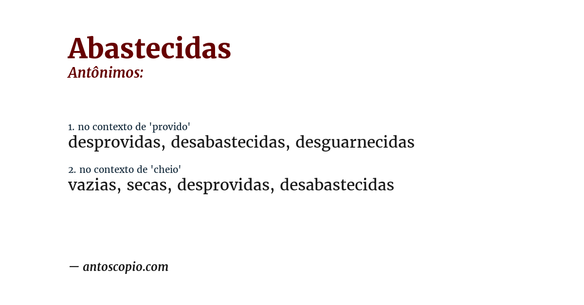 Antônimo de abastecidas