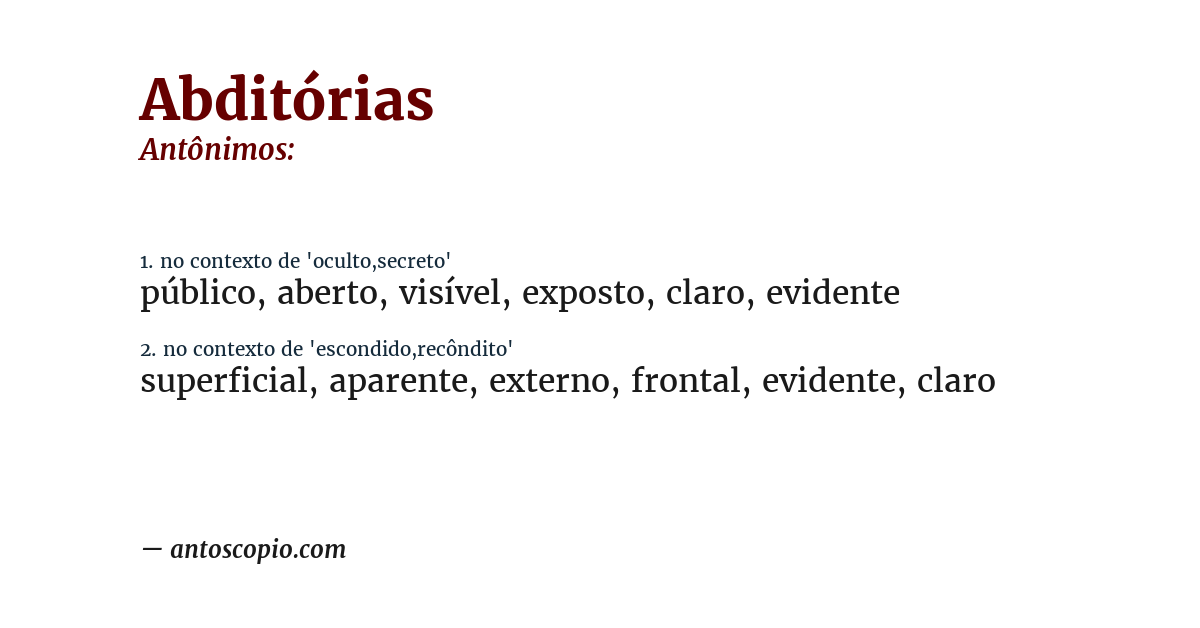 Antônimo de abditórias