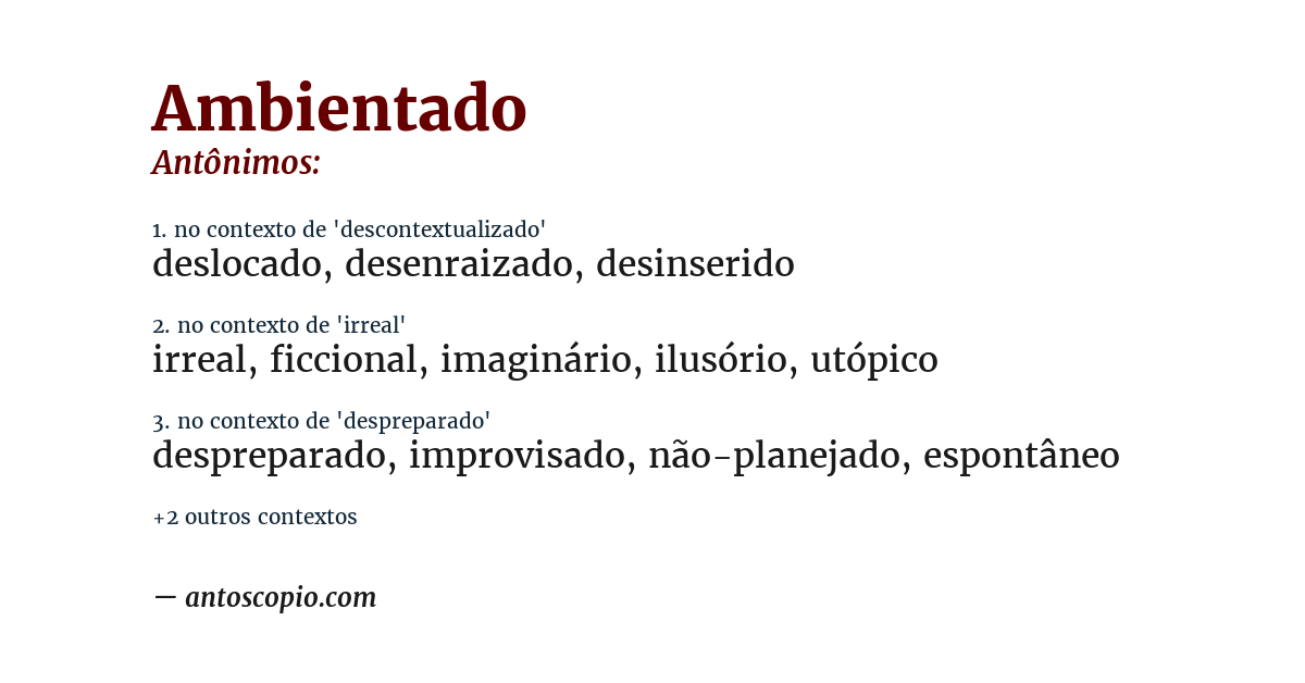 Antônimo de ambientado