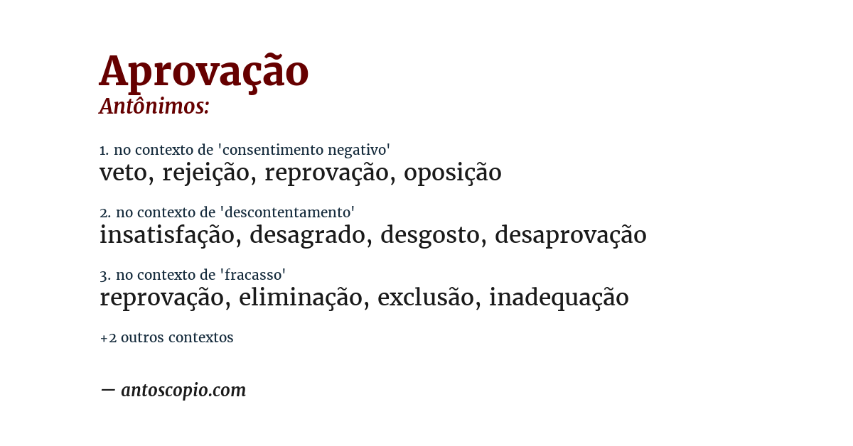 Antônimo de aprovação
