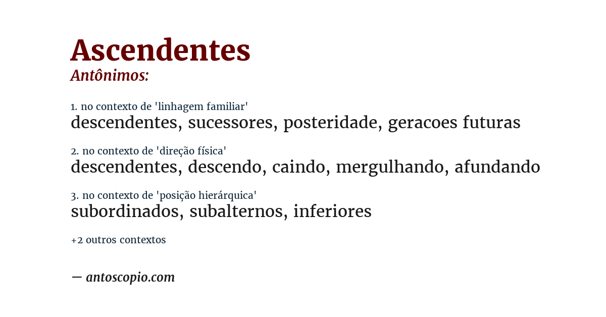 Antônimo de ascendentes