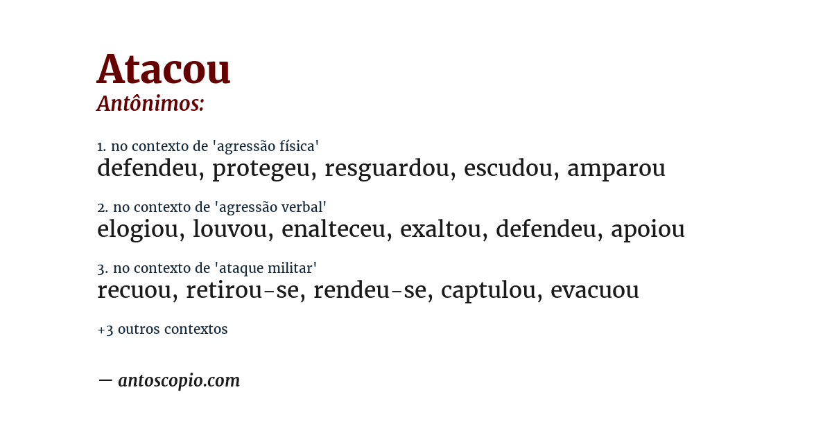 Antônimo de atacou