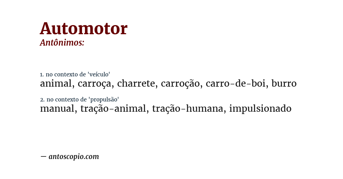 Antônimo de automotor