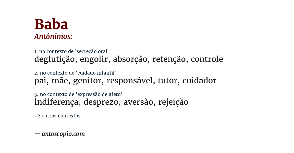 Antônimo de baba