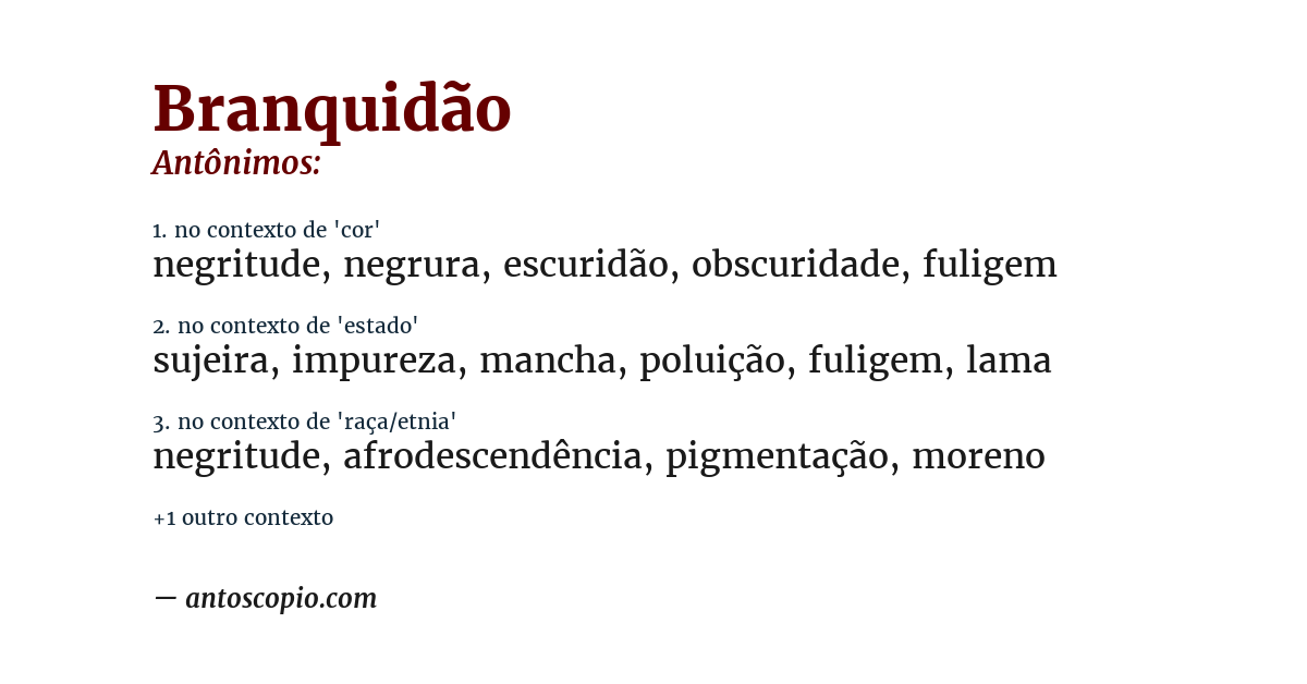 Antônimo de branquidão