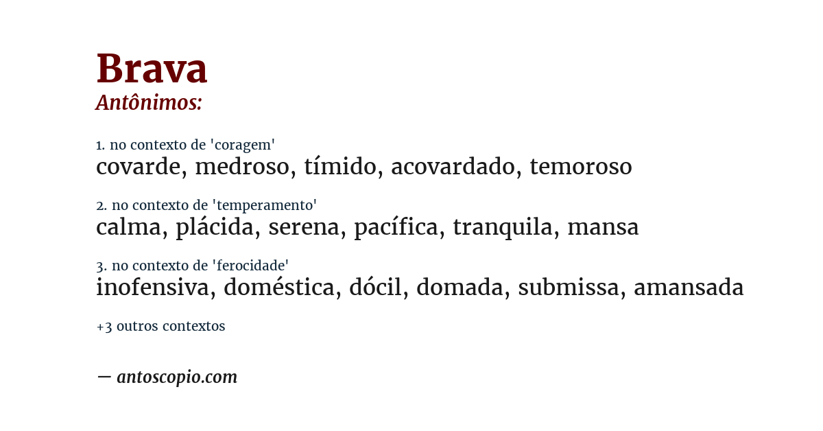 Antônimo de brava