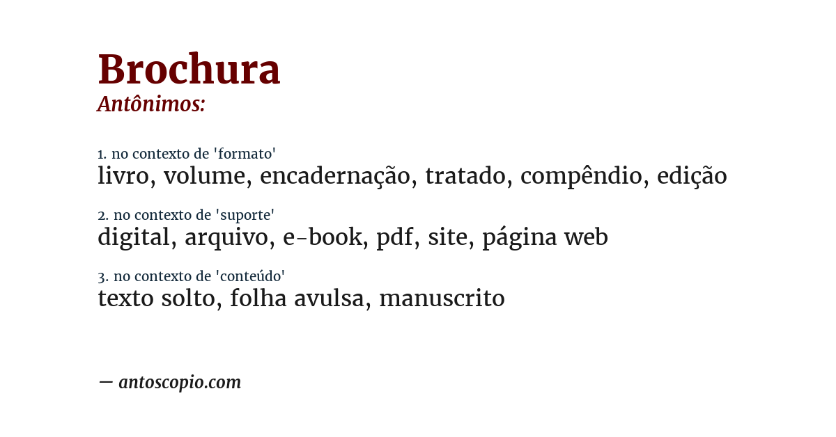 Antônimo de brochura