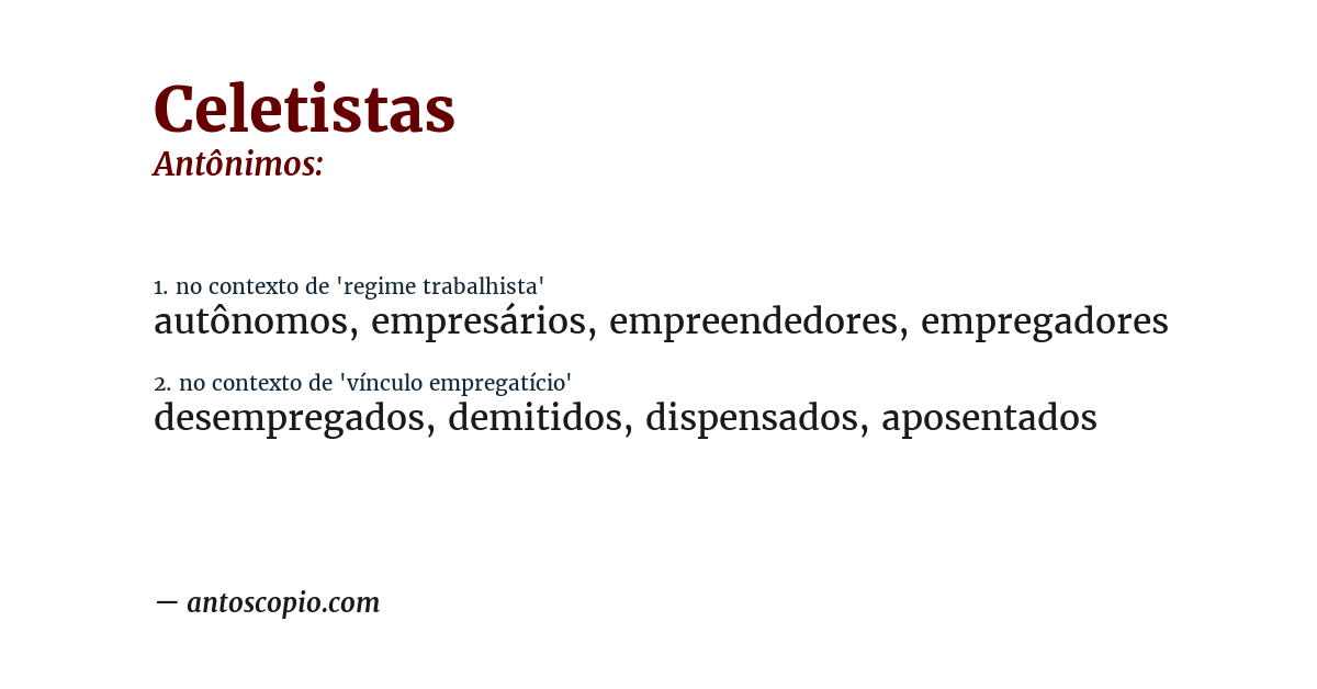 Antônimo de celetistas