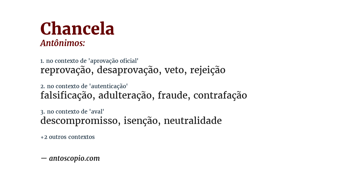 Antônimo de chancela