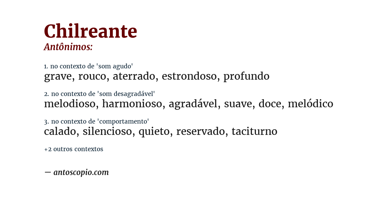 Antônimo de chilreante