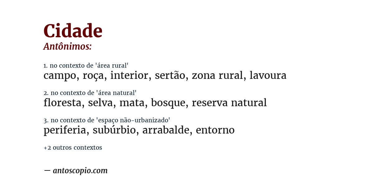 Antônimo de cidade