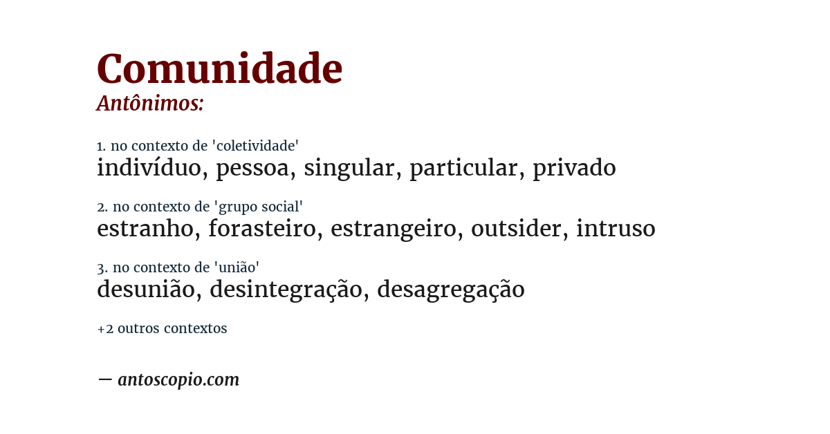 Antônimo de comunidade