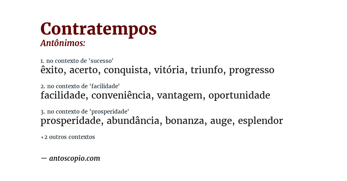 Antônimo de contratempos