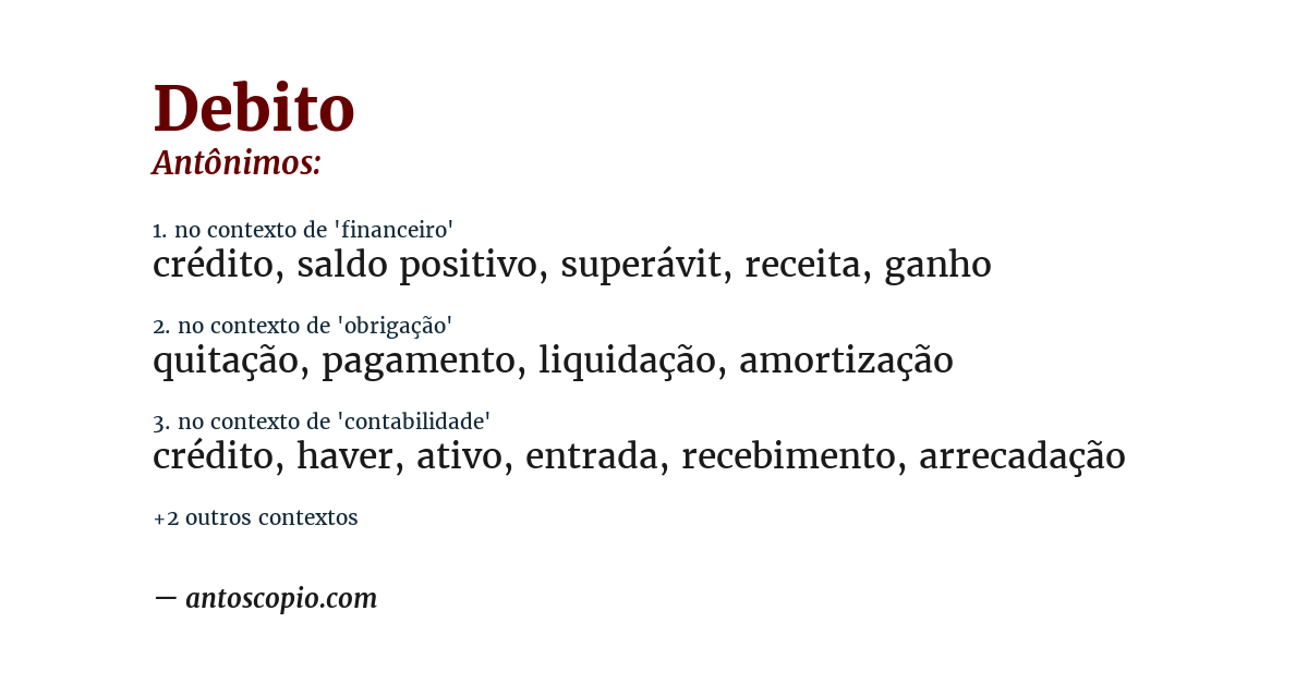 Antônimo de debito
