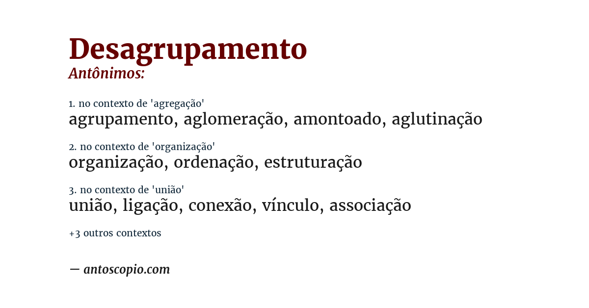 Antônimo de desagrupamento