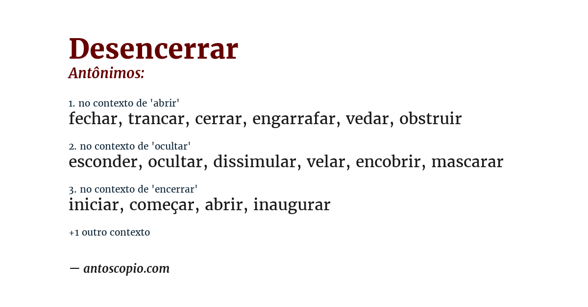 Antônimo de desencerrar