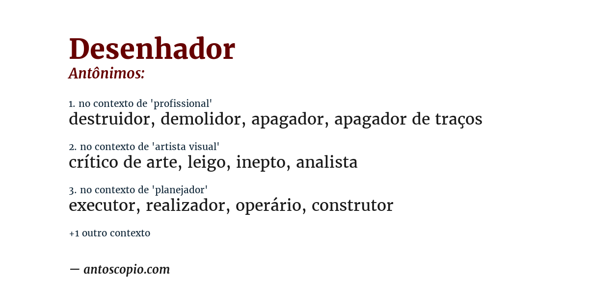 Antônimo de desenhador