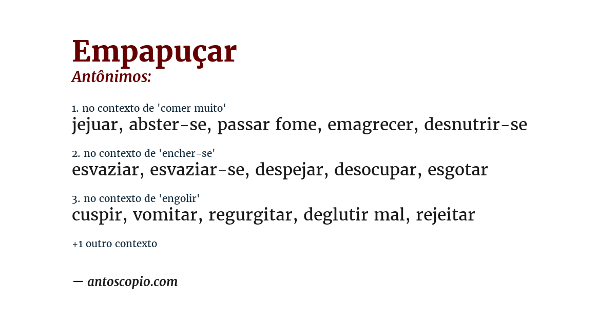 Antônimo de empapuçar