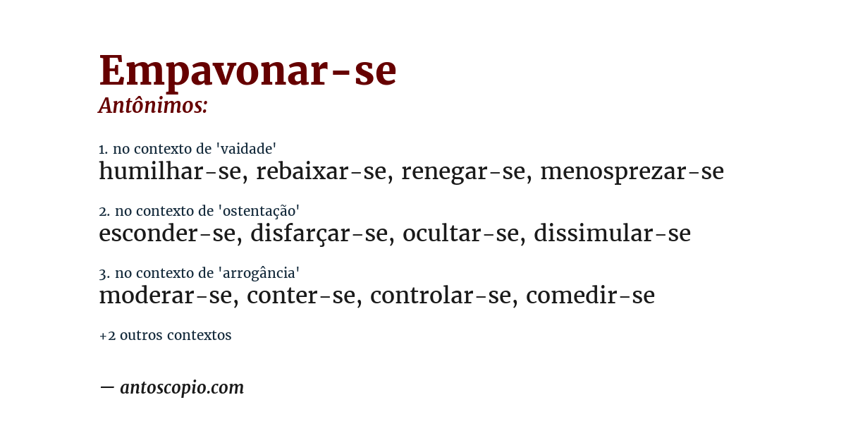 Antônimo de empavonar-se